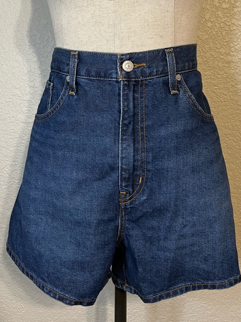 Levi's Blue Denim High Waisted Mom Shorts